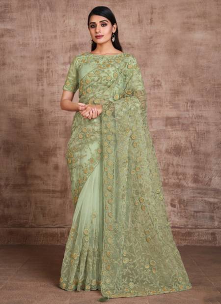 Green Colour Reina Mahotsav New Designer Exclusive Heavy Party Wear Georgette Saree Collection 21717